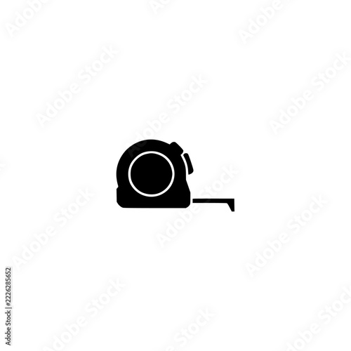Tape measure icon. Solid black glyph of a tape measure for construction and building.