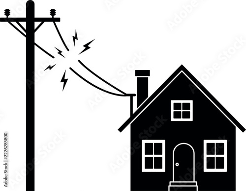 Home electrical power cut icon. Electrical signs and symbols.