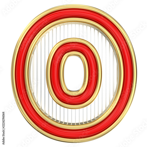 Red and gold 3D letter O