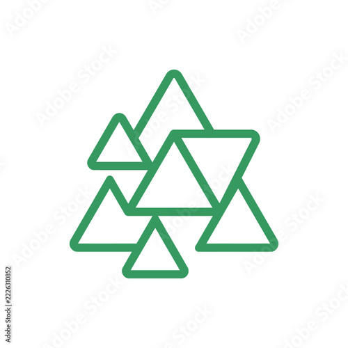 Green abstract triangle mountain forest graphic.