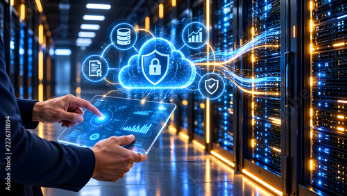It professional manages cloud security via tablet in a data center