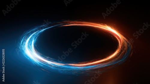 Circle Moving blue and orange light streak ray - 3d illustration

