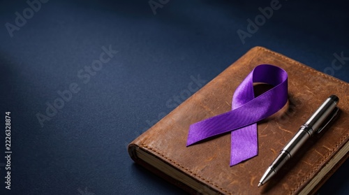 Awareness Ribbon and Notebook Representing Support and Solidarity