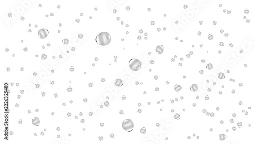 Realistic vector illustration of transparent water drops and glossy bubbles scattered across a clean white background