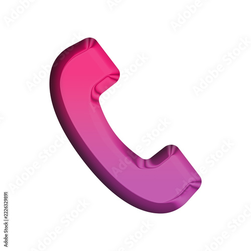 A 3d pink glossy phone icon on a transparent background