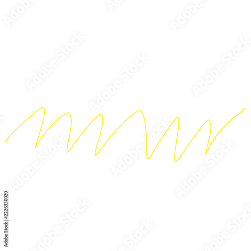 Yellow zigzag scribble line art design element isolated on transparent PNG background