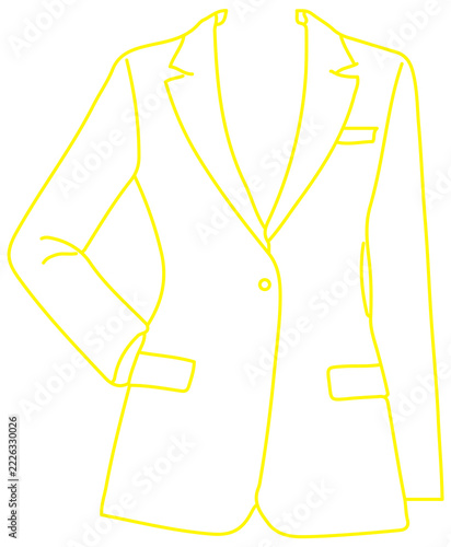 Yellow Women Single-Button Tailored Blazer Jacket Fashion Outline Sketch Icon Transparent PNG Graphic