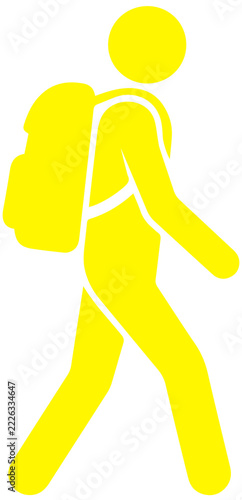 Yellow Profile of Walking Backpacker Hiking Traveler Icon Transparent PNG Graphic