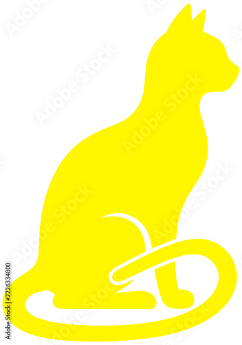 Yellow Sitting Cat Silhouette Profile Animal Icon Transparent PNG Graphic