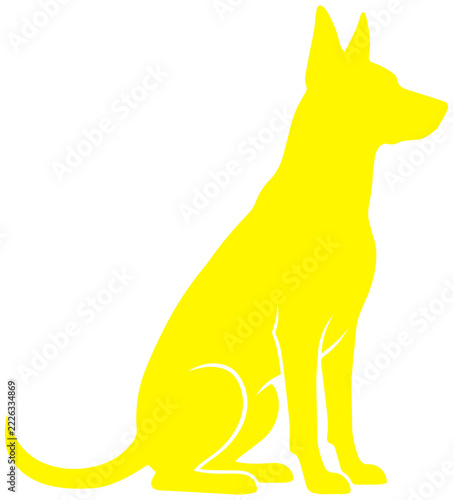 Yellow Sitting Guard Dog German Shepherd Silhouette Animal Icon Transparent PNG Graphic