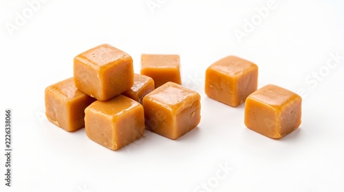 Golden Caramel Candies White Surface