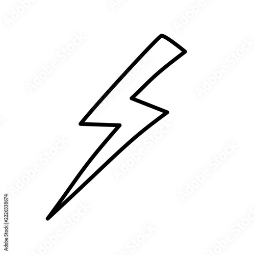 Lightning Bolt Line Art Vector Electric Thunder Strike Power Energy Shock Flash Icon