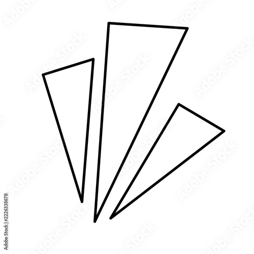 Three Triangular Shards Line Art Vector Shattered Glass Crystal Burst Fan Geometric Element