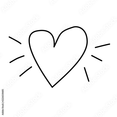 Glowing Heart with Shine Rays Line Art Vector Shining Love Valentine Heartbeat Romance Icon