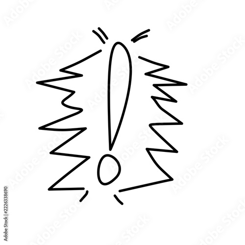 Exclamation Mark in Jagged Shock Border Line Art Vector Comic Surprise Alert Warning Icon
