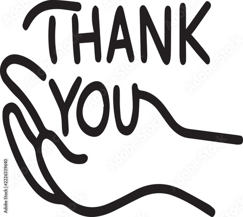 Gratitude message featuring handwritten thank you text and waving