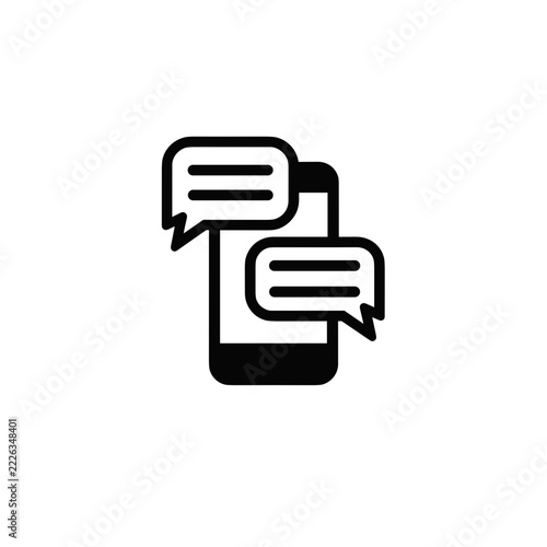 Mobile phone with speech bubbles indicating text messaging  