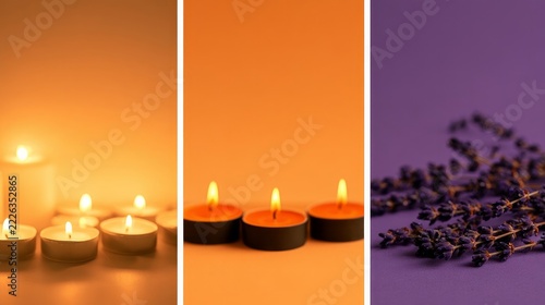 Relaxing spa elements arranged on a vibrant backdrop
