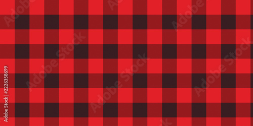Red and Black Buffalo Plaid Seamless Pattern, Textured Checkered Background for Christmas, Winter Clothing and Textile Design