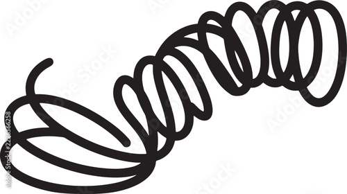 Black and white curved spiral coil line art drawing for creative vector design projects.