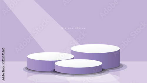 Luxury Product Branding Background with Three Circular Display Platforms, Pastel Violet Colors, and Contemporary 3D Design
