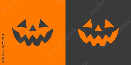 Jack-o-Lantern face. Halloween clipart. Hand-drawn vector illustration
