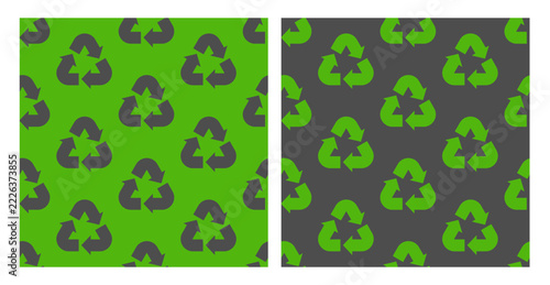 Recycling symbol seamless pattern. Vector hand-drawn illustration