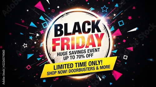 Black friday sale event with huge savings and limited time offer