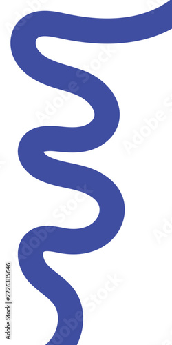 Bold Blue Wavy Line Abstract Vector on White Background