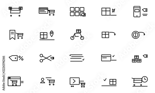 E-commerce Online Shopping Line Icon Set