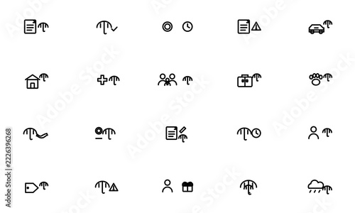 Insurance Line Icon Set