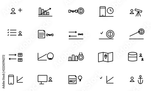 Sales Pipeline CRM Line Icon Set