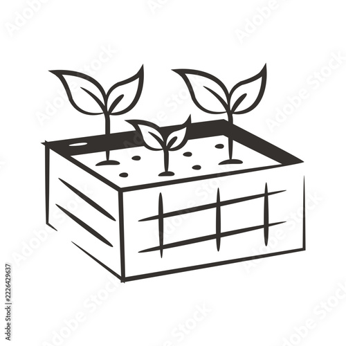 A beautiful design icon of plants wooden box 