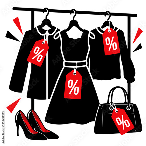 Black Friday Fashion Sale Collection with Clothes, Shoes and Handbag