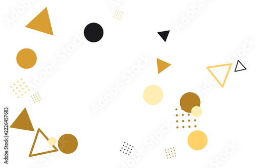 Gold memphis geometric shapes set isolated PNG with transparent background