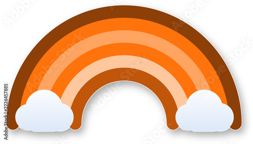 Graceful colorful rainbow sticker with white border isolated on transparent background