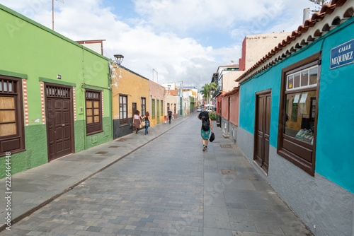 Picturesque Calle Mequinez street with colorful traditional houses in Puerto de la Cruz, Tenerife, Canary Islands, Spain