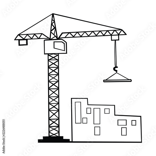 Tower Crane Silhouette Construction Emblem Vector Design