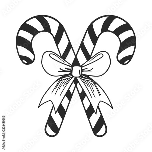 Crossed Candy Canes Holiday Silhouette Vector Icon