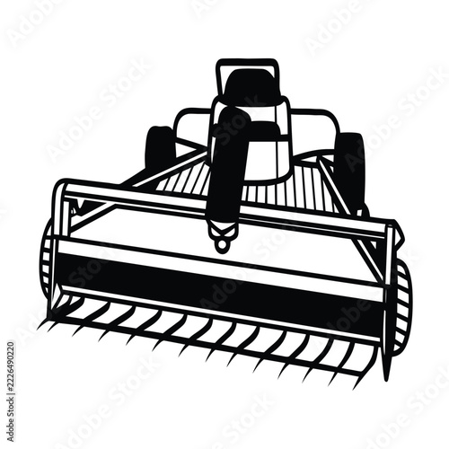 Rotary Mower Attachment Farming Equipment Silhouette Icon