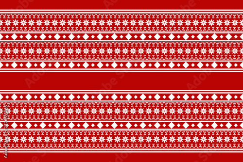 Red and White Ethnic Seamless Diamond and Star Border Pattern Vector