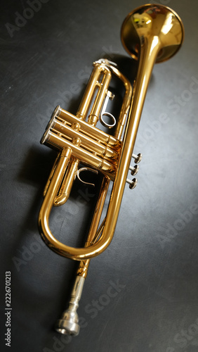 Canvas Print brass trumpet isolated on black