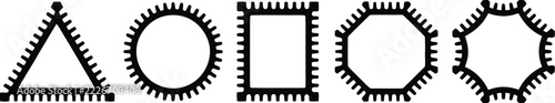 tribal geometric frames and fringe border shapes set vector illustration