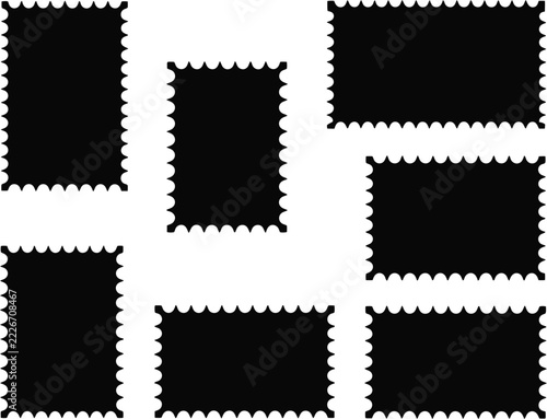 postage stamp frame vector set with jagged border collection