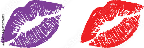 Purple and red lipstick kiss marks