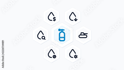 Green Ammonia Fuel Tank Zero Carbon Energy Chemical 7 Vector Icon Set Hexagon Honeycomb Tech Layout Isolated Background