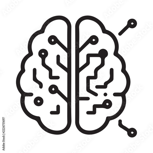 Artificial intelligence brain circuit icon