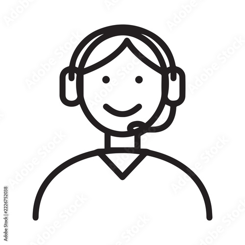 Customer support operator with headset