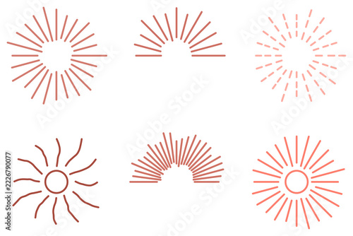 Sketch sunshine rays elements, transparent PNG design element