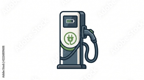 Electric vehicle charging station icon with battery symbol